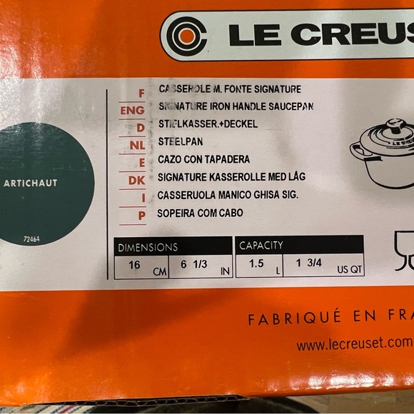 Le Creuset Green Cast Iron Dutch Oven New in box Artichaut green - Picture 4 of 6